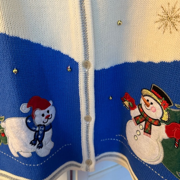 Christmas Sweater Vest by White Stag Embellished with Silver & Gold NWT - Picture 2 of 5